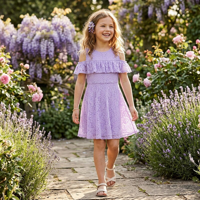 Epic Threads Toddler Girls Floral Lace Dress, Purple, Size 3T by Vanessa Jane