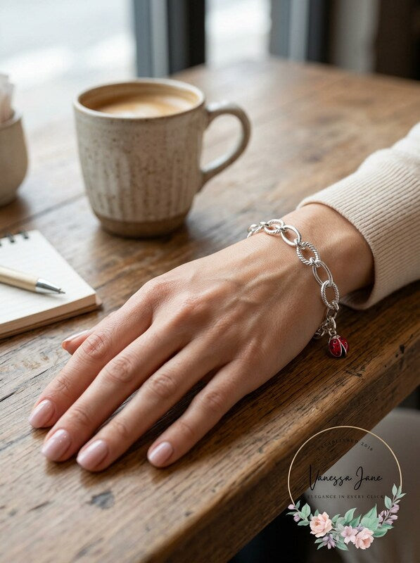 Linked Jewelry Add a Little Luck Double Link Bracelet/Silver by Vanessa Jane