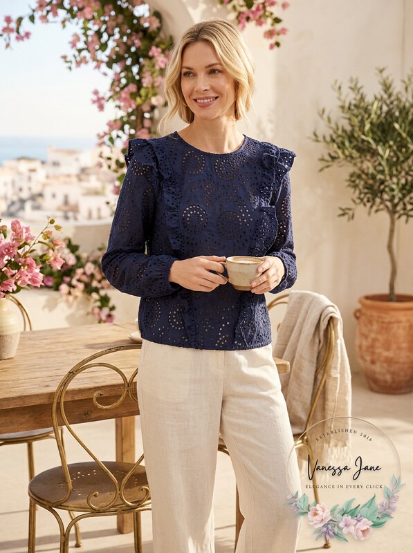 INC Ruffled Eyelet Top, Size XL by Vanessa Jane