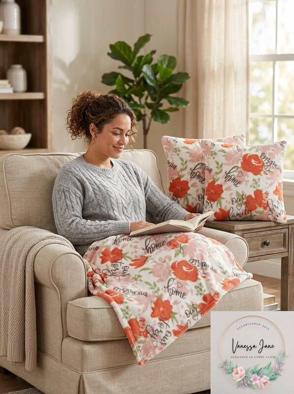 Infinity Home 3 PC Family Story Decorative Pillows and Throw Set by Vanessa Jane
