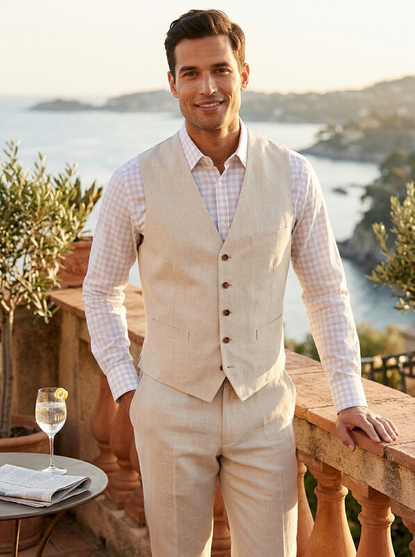 INC International Concepts Men's Linen Blend Vest, Size XS by Vanessa Jane