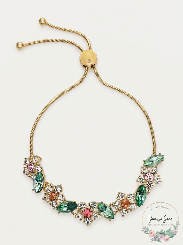 Charter Club Gold-Tone Crystal and Stone Flower Slider Bracelet by Vanessa Jane