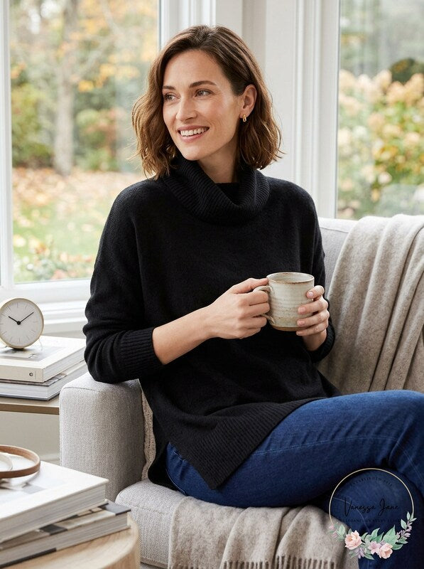 Bar III Womens Black Long Sleeve Turtle Neck Sweater,Size XS by Vanessa Jane
