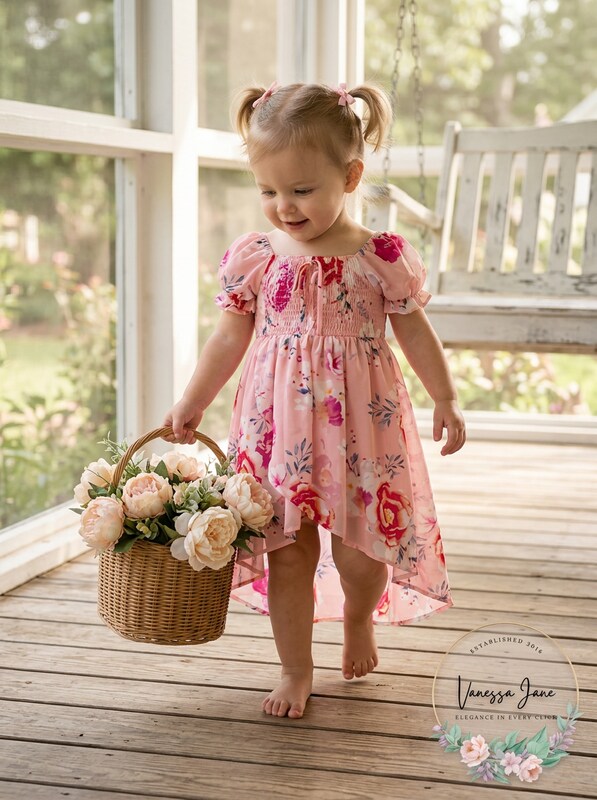 Rare Editions Girls Floral High-Low Dress, Size 2T by Vanessa Jane