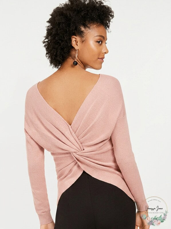 Bar III Wear 2 Ways Twist Sweater, Size Medium by Vanessa Jane