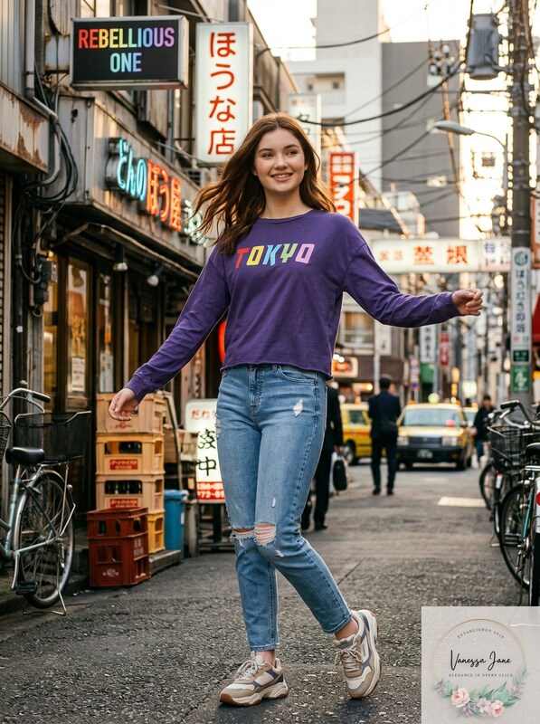 Rebellious One Juniors Tokyo Graphic T-Shirt by Vanessa Jane