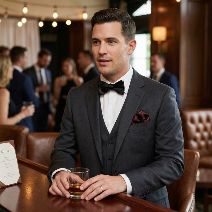 Ryan Seacrest Mens Alturas Pre-Tied Bow Tie and Pocket Square by Vanessa Jane