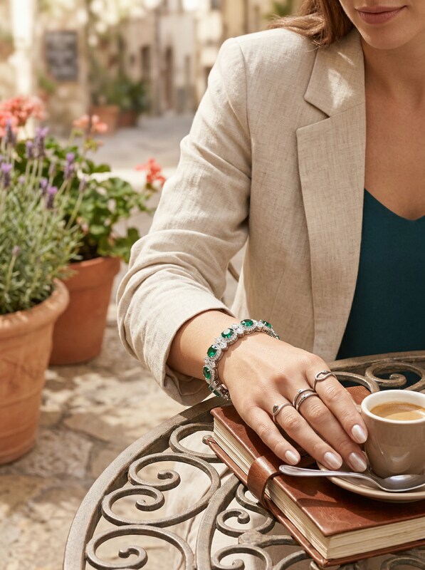 Charter Club Crystal and Stone Stretch Bracelet by Vanessa Jane
