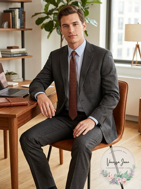 Dkny Mens Modern-Fit Stretch Charcoal/Brown Plaid Suit Separate Jacket,40L by Vanessa Jane