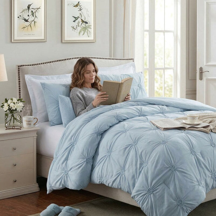 Swift Home Stylish Extra Plush Comfort Floral Pintuck Comforter Set, Cal King by Vanessa Jane