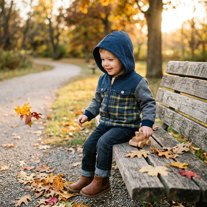First Impressions Boys Hooded Patchwork Jacket, Size 12Months by Vanessa Jane