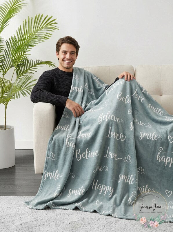 Novelty Print Fleece Throws – Words To Live By by Vanessa Jane