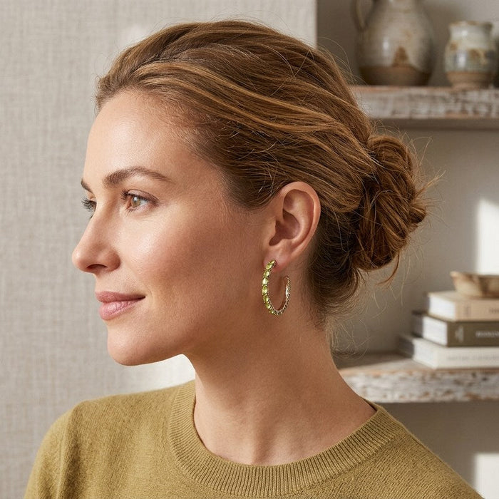 Charter Club Gold-Tone Medium Navette-Stone Open Hoop Earrings by Vanessa Jane