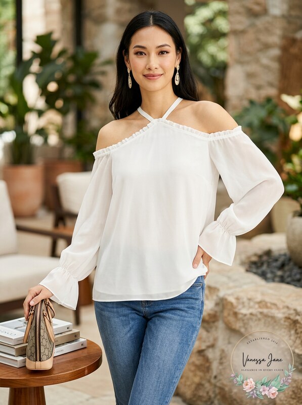 Inc Solid Cold-Shoulder Top, Size XL by Vanessa Jane