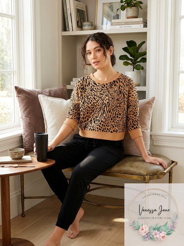 Jenni Cotton French Terry Lounge Top, Size Medium by Vanessa Jane