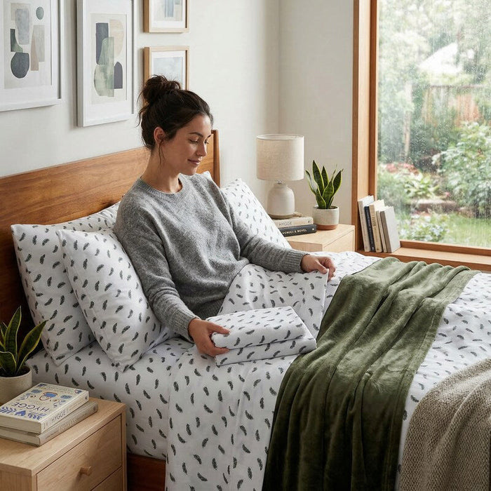 Sanders Holiday Microfiber 5 PC Full Sheet Set With Throw Bedding by Vanessa Jane