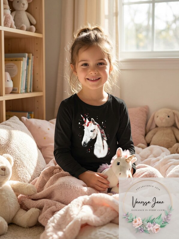 Epic Threads Big Girls Glitter Unicorn T-Shirt, Size Small by Vanessa Jane