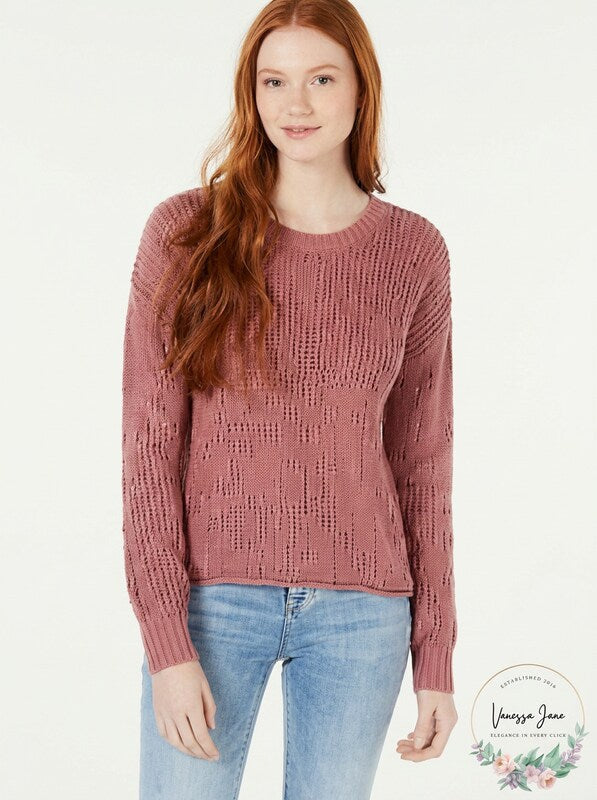 OhMG! Juniors Ribbon-Back Pullover Sweater, Size Medium by Vanessa Jane