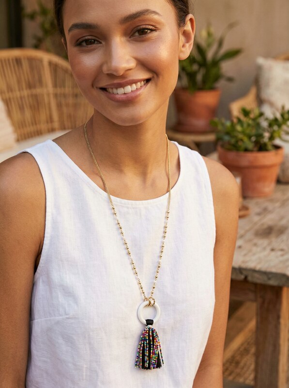 Inc Gold-Tone Beaded Tassel Pendant Necklace, 32 + 3 Extender by Vanessa Jane