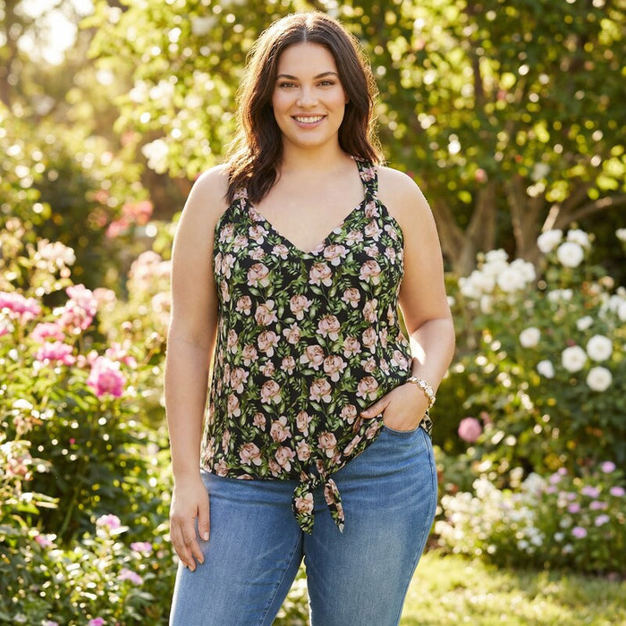 Inc Plus Size V-Neck Tie-Front Top, Size 2X by Vanessa Jane