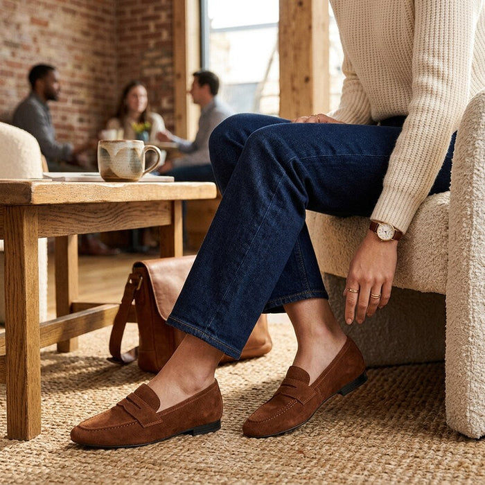 American Rag Cammie Penny Loafers, Cognac Suede, Size 10 by Vanessa Jane