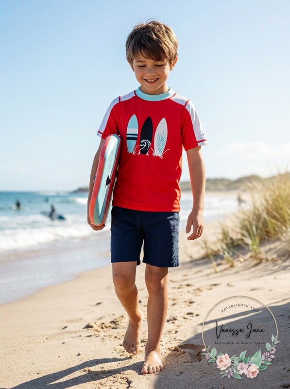 Laguna Little Boys Summer Stripe Swim Shirt, Size 7 by Vanessa Jane