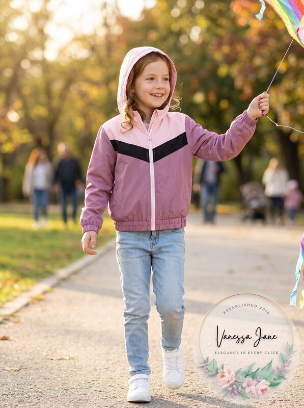 Ideology Little Girls Colorblocked Hooded Windbreaker Jacket, Size 6X by Vanessa Jane