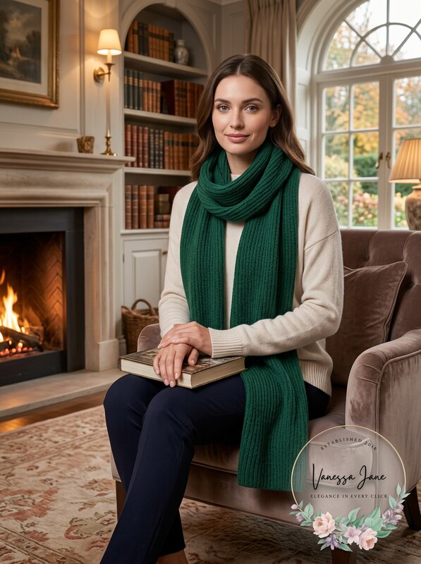 Style & Co. Womens Ribbed Metallic Scarf Green O/S by Vanessa Jane