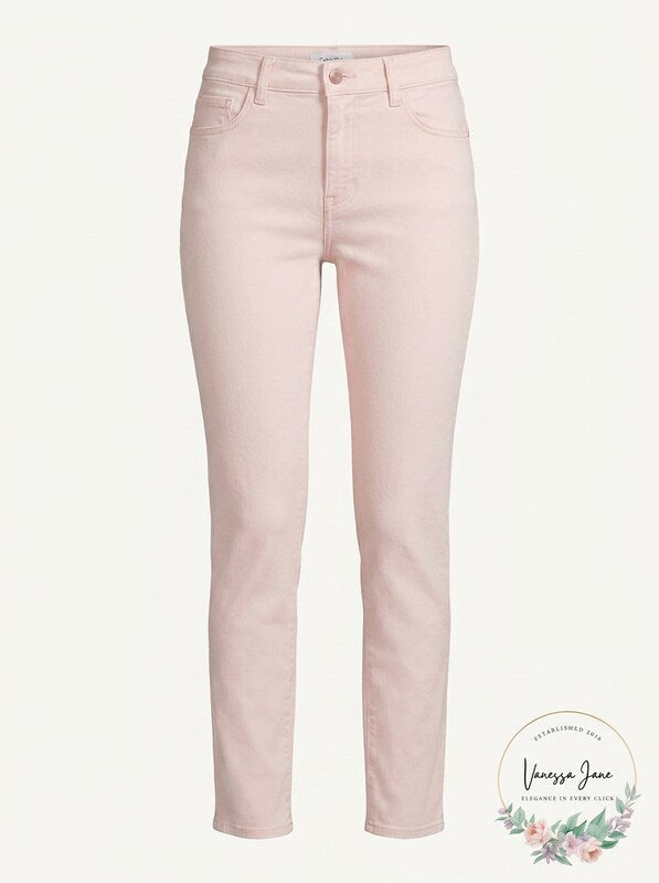 Calvin Klein Womens Denim Mid-Rise Straight Leg Jeans by Vanessa Jane