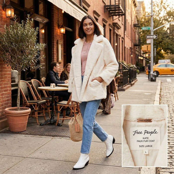 Free People Kate Faux Fur Coat, Size Large by Vanessa Jane