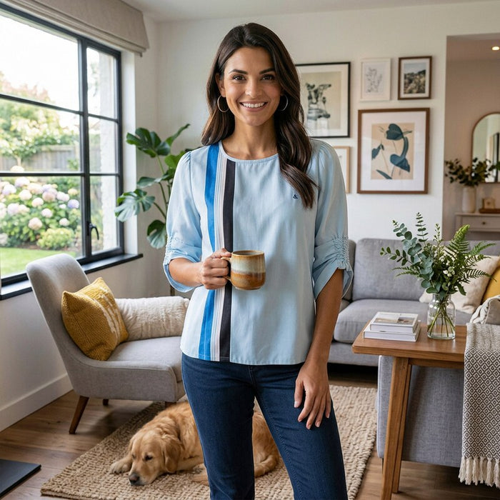 Alfani Womens Smocked-Sleeve Pullover Blouse - Small by Vanessa Jane