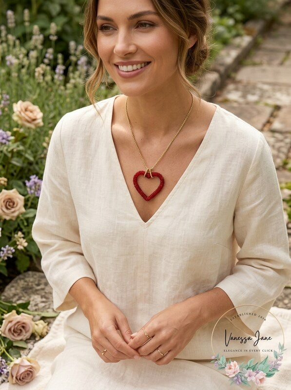 Inc Gold-Tone Beaded Heart Pendant Necklace by Vanessa Jane