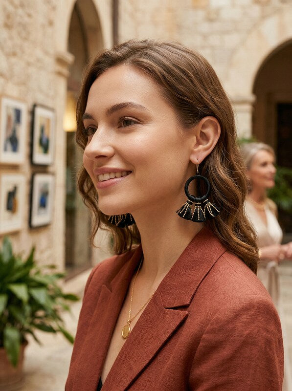 Inc Gold-Tone Velvet Hoop and Tassel Drop Earrings by Vanessa Jane
