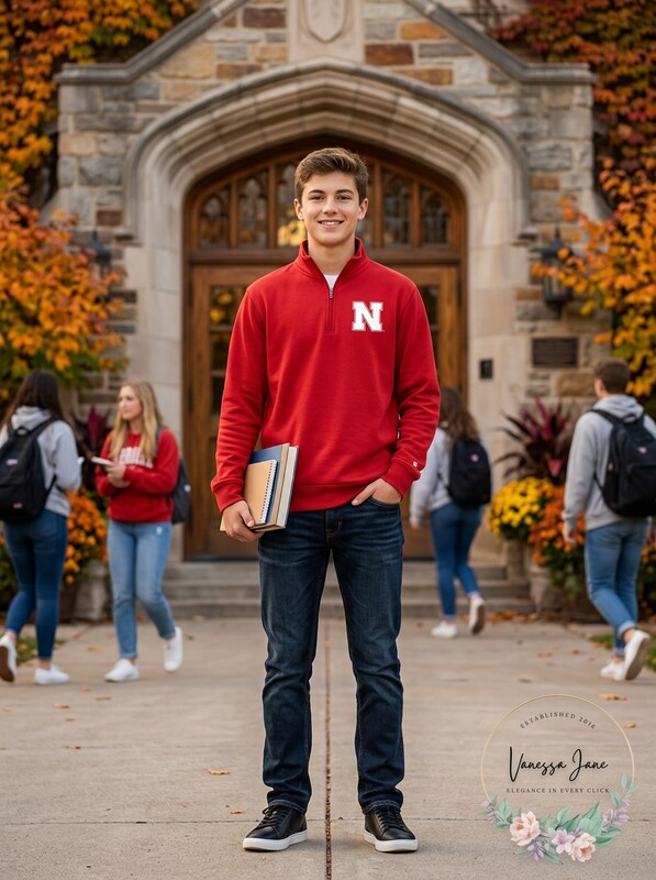 Gen2 Youth Boys Trainer 1/4 Zip Jacket, Nebraska, L/12/14 by Vanessa Jane