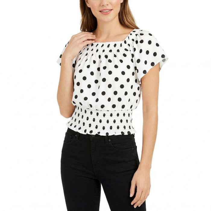 Inc Dot-Print Short-Sleeve Top, Size Medium by Vanessa Jane