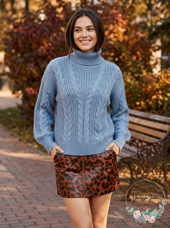 Crave Fame Juniors Turtleneck Cable Knit Sweater, Size XL by Vanessa Jane