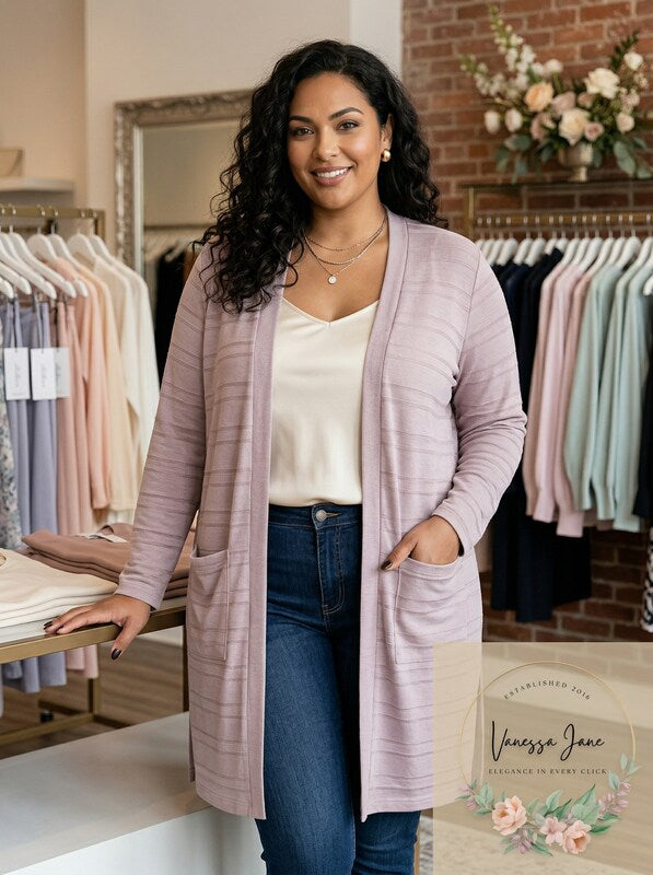 Belldini Plus Size Textured Open-Front Cardigan, Size 3X by Vanessa Jane