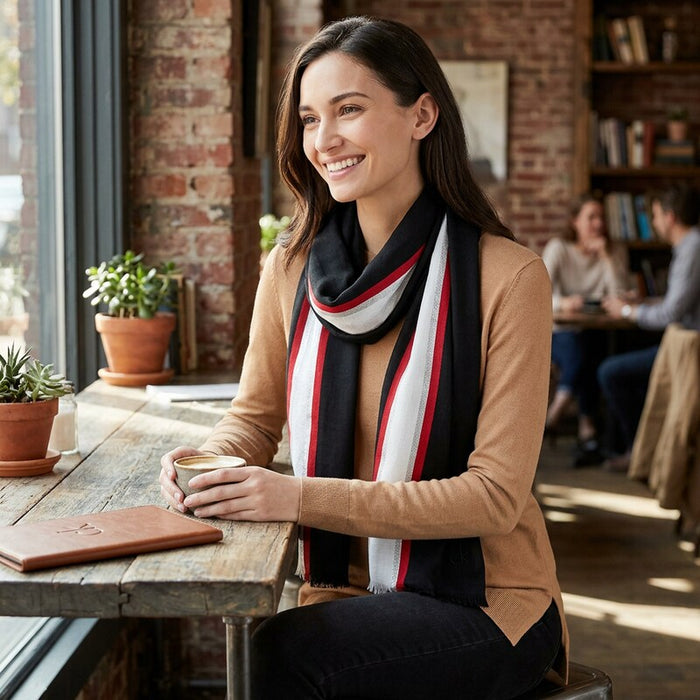 Calvin Klein Varsity-Stripe Lightweight Scarf One Size by Vanessa Jane