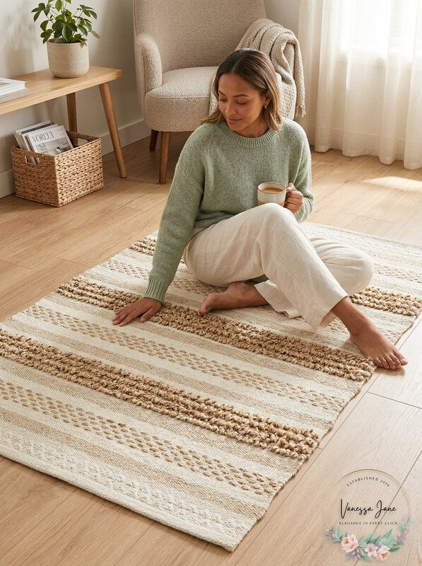 Vcny Home Cotton Jute Tufted Flatweave Scatter Rug – 27 x 45 by Vanessa Jane