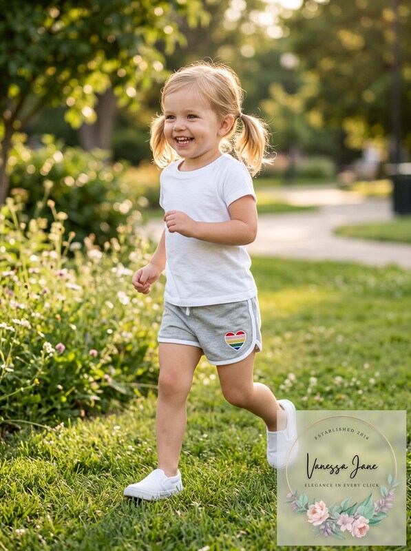 Ideology Little Girls Rainbow Heart Shorts, Size 2T by Vanessa Jane