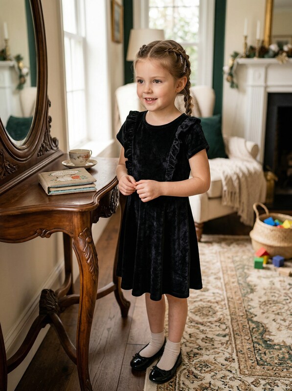 Epic Threads Little Girls Ruffled Velvet Dress, Size 6X by Vanessa Jane