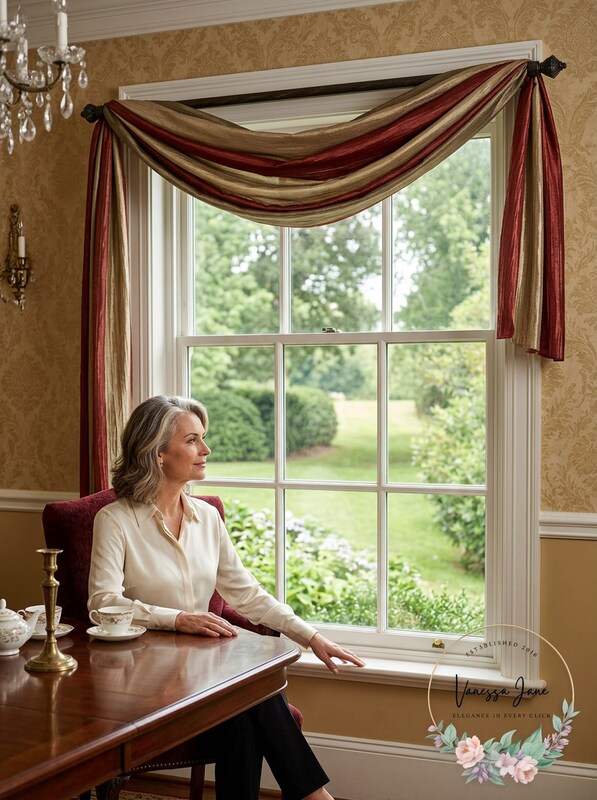 Achim Home Ombre Window Curtain Scarf, 50x144 Burgundy by Vanessa Jane