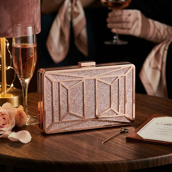 Inc Ayda Sparkle Box Clutch - Pink/Gold by Vanessa Jane