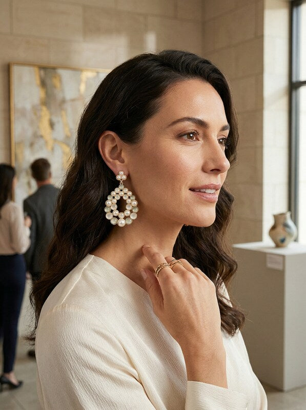 Inc Gold-Tone Imitation Pearl Cluster Drop Earrings by Vanessa Jane