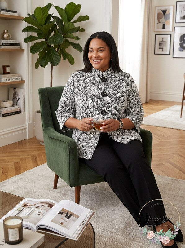 Jm Collection Plus Size Foil-Print Jacket Size 1X by Vanessa Jane