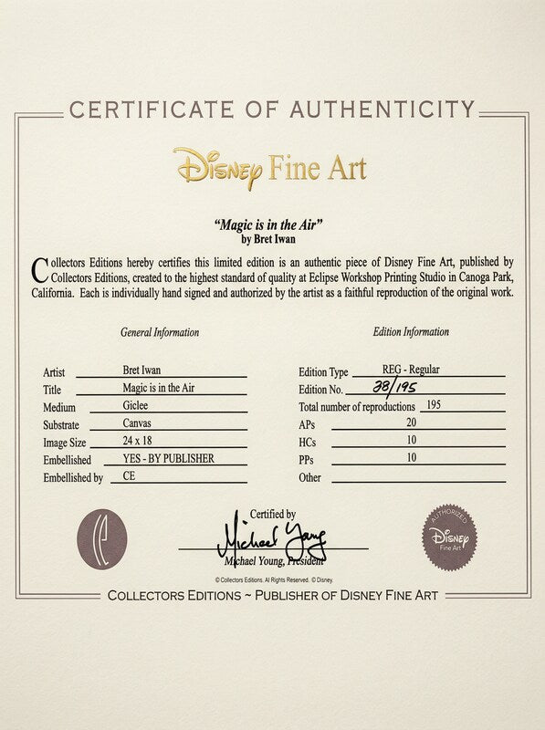 Disney Fine Art Magic is in the Air by Bret Iwan Certificate of Authenticity by Vanessa Jane