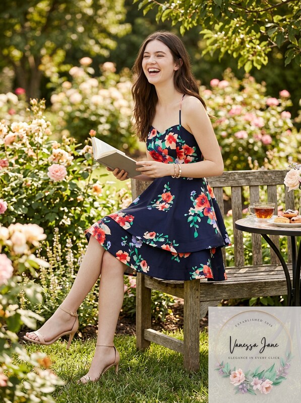 Sequin Hearts Juniors Floral Double-Ruffle Dress, Size 7 by Vanessa Jane