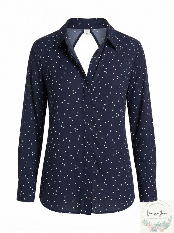 Bardot Open-Back Polka Dot Blouse, Size XS by Vanessa Jane