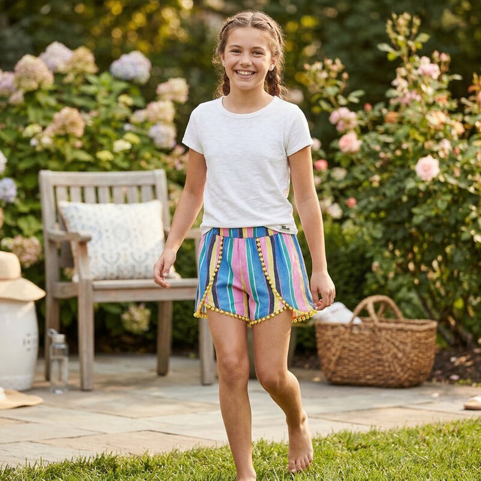 Epic Threads Big Girls Striped Challis Shorts, Lemon Zest Size Medium by Vanessa Jane