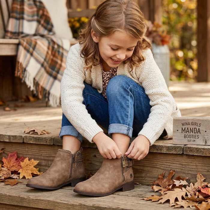Nina Girls Manda Studded Nubuck Booties, Size 6M by Vanessa Jane